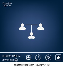 Three people connected in a network - symbol for download. Vector icons for video, mobile apps, Web sites and print projects.