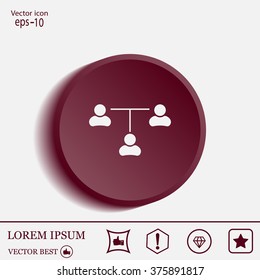 Three people connected in a network - symbol for download. Vector icons for video, mobile apps, Web sites and print projects.