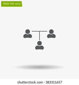 Three people connected in a network - symbol for download. Vector icons for video, mobile apps, Web sites and print projects.