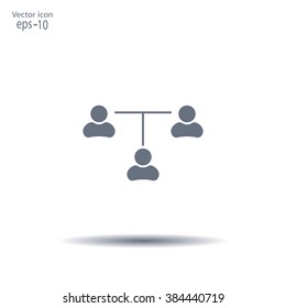 Three people connected in a network - symbol for download. Vector icons for video, mobile apps, Web sites and print projects.