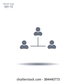 Three people connected in a network - symbol for download. Vector icons for video, mobile apps, Web sites and print projects.