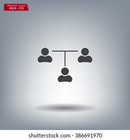 Three people connected in a network - symbol for download. Vector icons for video, mobile apps, Web sites and print projects.