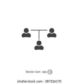 Three people connected in a network - symbol for download. Vector icons for video, mobile apps, Web sites and print projects.