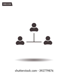 Three people connected in a network - symbol for download. Vector icons for video, mobile apps, Web sites and print projects.