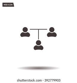 Three people connected in a network - symbol for download. Vector icons for video, mobile apps, Web sites and print projects.