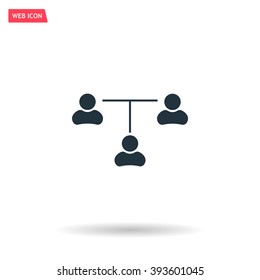 Three people connected in a network - symbol for download. Vector icons for video, mobile apps, Web sites and print projects.