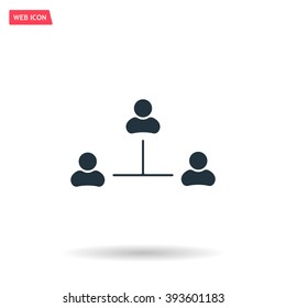Three people connected in a network - symbol for download. Vector icons for video, mobile apps, Web sites and print projects.