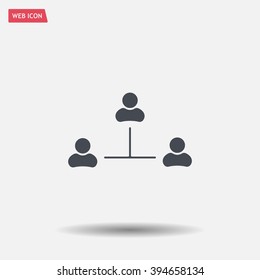 Three people connected in a network - symbol for download. Vector icons for video, mobile apps, Web sites and print projects.
