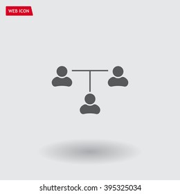 Three people connected in a network - symbol for download. Vector icons for video, mobile apps, Web sites and print projects.