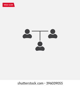 Three people connected in a network - symbol for download. Vector icons for video, mobile apps, Web sites and print projects.