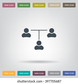 Three people connected in a network - symbol for download. Vector icons for video, mobile apps, Web sites and print projects.