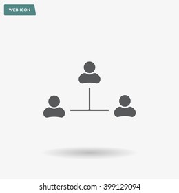 Three people connected in a network - symbol for download. Vector icons for video, mobile apps, Web sites and print projects.