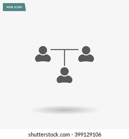 Three people connected in a network - symbol for download. Vector icons for video, mobile apps, Web sites and print projects.