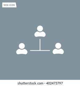 Three people connected in a network - symbol for download. Vector icons for video, mobile apps, Web sites and print projects.