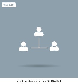 Three people connected in a network - symbol for download. Vector icons for video, mobile apps, Web sites and print projects.