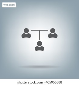 Three people connected in a network - symbol for download. Vector icons for video, mobile apps, Web sites and print projects.