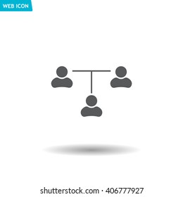 Three people connected in a network - symbol for download. Vector icons for video, mobile apps, Web sites and print projects.
