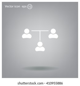 Three people connected in a network - symbol for download. Vector icons for video, mobile apps, Web sites and print projects.
