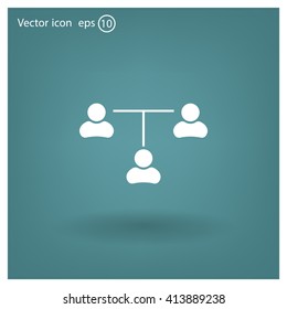 Three people connected in a network - symbol for download. Vector icons for video, mobile apps, Web sites and print projects.