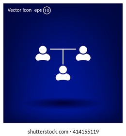 Three people connected in a network - symbol for download. Vector icons for video, mobile apps, Web sites and print projects.