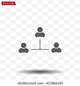 Three people connected in a network - symbol for download. Vector icons for video, mobile apps, Web sites and print projects.