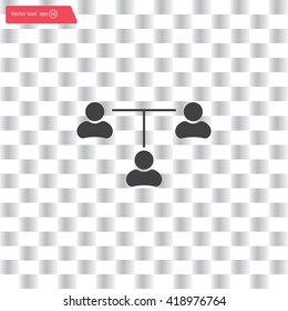 Three people connected in a network - symbol for download. Vector icons for video, mobile apps, Web sites and print projects.