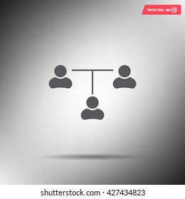 Three people connected in a network - symbol for download. Vector icons for video, mobile apps, Web sites and print projects.