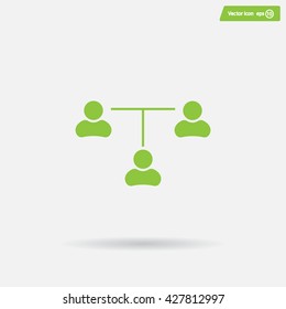 Three people connected in a network - symbol for download. Vector icons for video, mobile apps, Web sites and print projects.