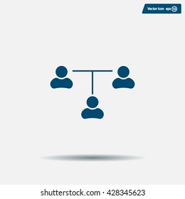 Three people connected in a network - symbol for download. Vector icons for video, mobile apps, Web sites and print projects.