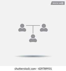Three people connected in a network - symbol for download. Vector icons for video, mobile apps, Web sites and print projects.