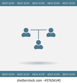 Three people connected in a network - symbol for download. Vector icons for video, mobile apps, Web sites and print projects.