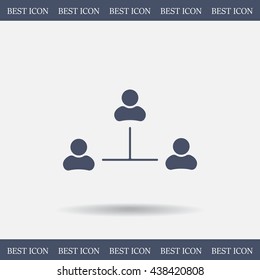 Three people connected in a network - symbol for download. Vector icons for video, mobile apps, Web sites and print projects.