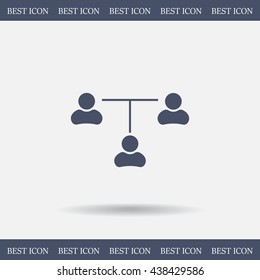 Three people connected in a network - symbol for download. Vector icons for video, mobile apps, Web sites and print projects.