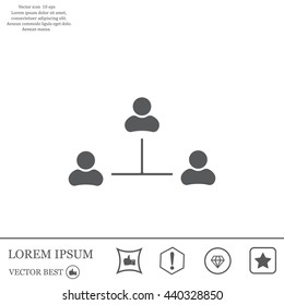 Three people connected in a network - symbol for download. Vector icons for video, mobile apps, Web sites and print projects.