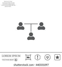 Three people connected in a network - symbol for download. Vector icons for video, mobile apps, Web sites and print projects.