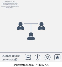 Three people connected in a network - symbol for download. Vector icons for video, mobile apps, Web sites and print projects.