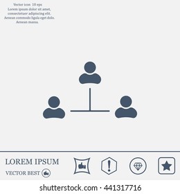 Three people connected in a network - symbol for download. Vector icons for video, mobile apps, Web sites and print projects.
