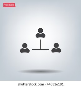 Three people connected in a network - symbol for download. Vector icons for video, mobile apps, Web sites and print projects.