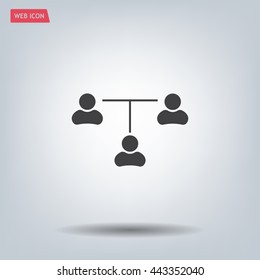 Three people connected in a network - symbol for download. Vector icons for video, mobile apps, Web sites and print projects.