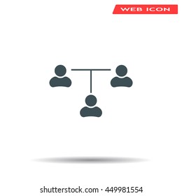 Three people connected in a network - symbol for download. Vector icons for video, mobile apps, Web sites and print projects.