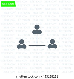 Three people connected in a network - symbol for download. Vector icons for video, mobile apps, Web sites and print projects.