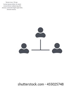Three people connected in a network - symbol for download. Vector icons for video, mobile apps, Web sites and print projects.