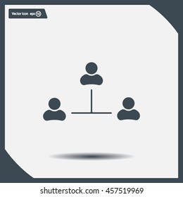 Three people connected in a network - symbol for download. Vector icons for video, mobile apps, Web sites and print projects.
