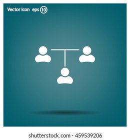 Three people connected in a network - symbol for download. Vector icons for video, mobile apps, Web sites and print projects.