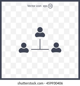 Three people connected in a network - symbol for download. Vector icons for video, mobile apps, Web sites and print projects.