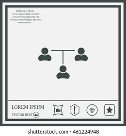 Three people connected in a network - symbol for download. Vector icons for video, mobile apps, Web sites and print projects.
