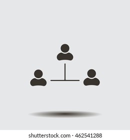 Three people connected in a network - symbol for download. Vector icons for video, mobile apps, Web sites and print projects.