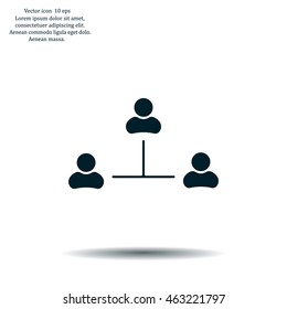 Three people connected in a network - symbol for download. Vector icons for video, mobile apps, Web sites and print projects.