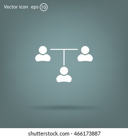 Three people connected in a network - symbol for download. Vector icons for video, mobile apps, Web sites and print projects.