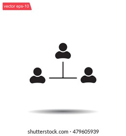 Three people connected in a network - symbol for download. Vector icons for video, mobile apps, Web sites and print projects.